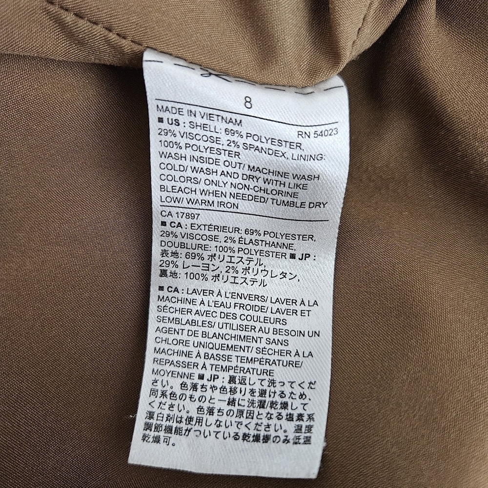 Banana Republic Straight Pencil Skirt Camel Brown Lined Zip Back Career 8 - Picture 5 of 6